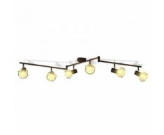 vidaXL Cadre noir de projecteur industriel à 6 ampoules LED incandescence - Suspensions et plafonniers