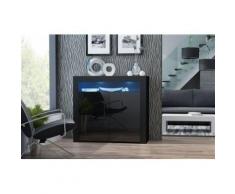 Buffet brillant noir Spider illuminé LED 107 cm Caisson Noir MAT - Buffets