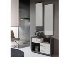 Meuble d'entrée Cendre + miroirs - COLBY - Commodes
