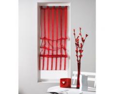 Store bateau 45x180 voile sablé rayé MALTA ROUGE - Rideaux et stores