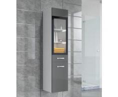 Armoire de rangement Rio Hauteur : 131 cm Gris brillant - Meuble de rangement haut placard meuble de salle de bain - Installations salles de bain