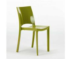 Chaises pour cuisine salle à manger bar brillante Grand Soleil SUNSHINE Design Moderne en Polypropylène, Couleur: Vert - Chaise