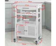 SoBuy® Desserte de cuisine de service, Chariot de cuisine Roulant, FKW09-W FR - Dessertes de rangement