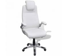 vidaXL Chaise pivotante réglable avec accoudoir en cuir artificiel Blanc - Sièges et fauteuils de bureau