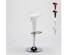 Tabouret haut bar et cuisine en polypropylène pivotant et réglable en hauteur BOSTON, Couleur: Blanc - Tabourets