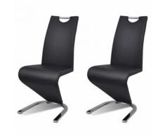 2 Chaises de cuisine salon salle à manger design contemporaines noires - Chaise