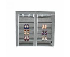 Penderie, Armoire, 2 portes, placard à chaussures, 114 x 110 x 28 cm, Gris, Matériau: Tubes en acier inoxydable, Connecteurs de tuyaux en plastique - Patères et portant