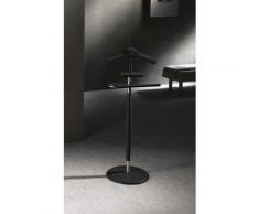 Valet de Nuit Noir en Hêtre massif avec plateau porte objets sur socle circulaire, 45 x 32 x 110 cm -PEGANE- - Objet à poser