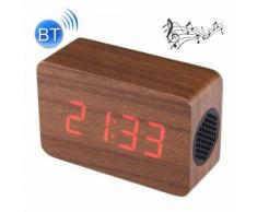 Haut-parleur stéréo sans fil multifonctionnel bluetooth en bois led avec l'horloge et alarme de musique de 64 accords - Mini-enceintes