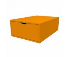 Cube de rangement profondeur 75 cm + tiroir Bois, Couleur: Orange - Boite de rangement