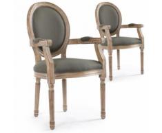 Lot de 2 chaises médaillon Louis XVI Cosy Tissu Gris - Chaise
