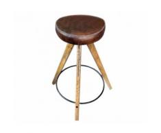 Tabouret de Bar Bois et Assise Cuir - Hauteur 76cm - Tabourets