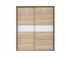 ULOS PLUS Armoire de chambre avec LED style contemporain décor sonoma et blanc mat - L 181 cm - Armoire