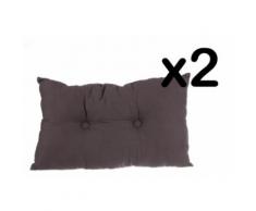 Lot de 2 coussins rectangulaires en coton et polyester coloris aubergine, 30 x 50 cm -PEGANE- - Textile séjour
