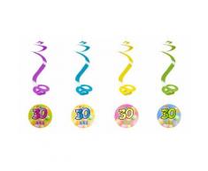Lot de 4 Suspensions spirale 30 ans - 60cm - Objet à poser