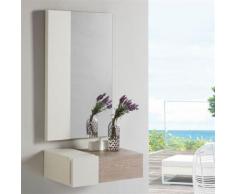 Meuble d'entrée 1 tiroir Chêne clair/Blanc - ESTEBAN - Commodes