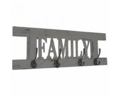 Porte-manteau mural patère en bois gris vintage 20,5x60x1,5 cm MED04060 - Objet à poser