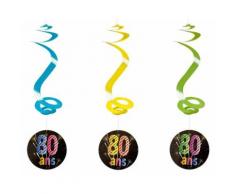 Lot de 4 suspensions spirale 80 ans - 60 cm - Objet à poser