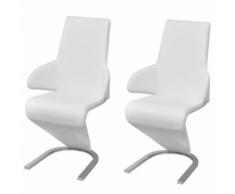 Meelady 2 pcs Chaise de Salon Cantilever en Cuir Artificiel 58 x 66 x 99cm Blanc - Chaise