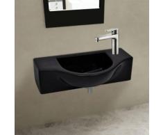 KKmoon Lavabo vasque à trou céramique Noir pour salle de bain 450 x 250 x 120 mm - Accessoires salles de bain et WC