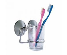 MSV 140320 Porte Brosses à Dents Super Ventouses Métal Chromé/PVC Chromé 10,5 x 9,5 x 6 cm - Accessoires de bain