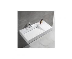 Lavabo Suspendu Rectangulaire Blanc Mat, 100x50 cm,Composite, Lodge - Installations salles de bain