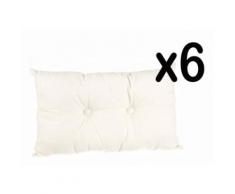 Lot de 6 coussins rectangulaires en coton et polyster coloris ivoire, 30 x 50 cm -PEGANE- - Textile séjour