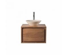 Meuble Salle de Bain: meuble sous vasque teck et Vasque terrazzo PEKKA - Meubles de salle de bain