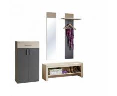 Meuble d'entrée design Riga - L. 190 x H. 200 cm - Gris - Vestiaires