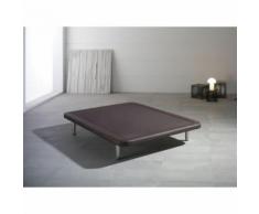 Sommier tapissier 140x190cm en simili-cuir chocolat AUSSIE - Sommiers