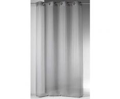 Voilage à oeillets polyester rayures verticales tissées 140x240cm LYS - Gris - Rideaux et stores
