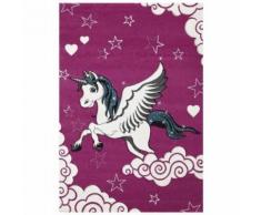 LICORNE Tapis pour enfant 120X170 cm fuchsia et blanc - Tapis et paillasson