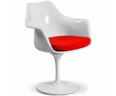 Myfaktory - Fauteuil tulipe pivotante - tissu - fibre de verre rouge - Chaise