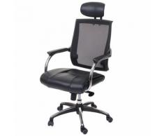 Chaise de bureau HWC-A52 chaise pivotante, appui-tête, similicuir/tissu, ISO9001 ~ noir - Sièges et fauteuils de bureau