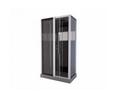 AURLANE Cabine de douche hydromassante Trendy rectangle - 115 x 90 x 220 cm - Gris métal - Meubles de salle de bain