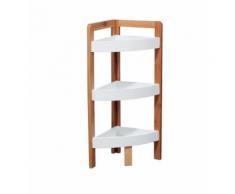 Etagère d'angle 3 niveaux - H. 61 cm - Bambou blanc - Meubles de salle de bain