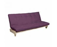Pack futon latex aubergine 140x200 banquette fresh bois naturel - Canapés