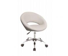 Tabouret chaise de bureau à roulette en cuir PU blanc BUR09037 - Sièges et fauteuils de bureau