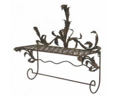 Etagère Murale à Epices Porte Serviette Torchon de Cuisine Salle de Bain en Fer Patiné Marron 23x58x59cm - Étagère