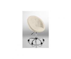 Fauteuil à roulette cuir PU tabouret chaise de bureau blanc BUR09029 - Sièges et fauteuils de bureau