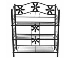 Étagère à chaussures en métal 3 étagères, Dim : (HxLxP) 70 x 60 x 30 cm -PEGANE- - Meubles à chaussures