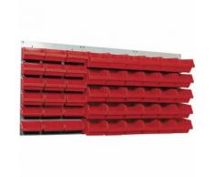 Kupper - Panneau mural perforé L120 x H60cm et 48 boites de rangements rouge - Rangement de l'atelier