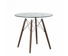 Sklum - Table IMS 80 Chromé / Bois Foncé - Tables salle à manger