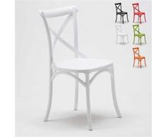 Chaise de cuisine restaurant en polypropylène VINTAGE Paysan Cross design, Couleur: Blanc - Chaise