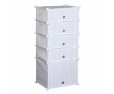 Armoire étagère à chaussures 5 niveaux 49L x 37l x 108H cm plastique blanc rayé gris - Meubles à chaussures