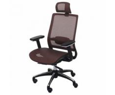 Chaise de bureau HWC-A20 chaise pivotante, ergonomique, appui-tête, tissu ~ brun rouge - Sièges et fauteuils de bureau