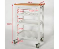 SoBuy Desserte de cuisine, Chariot roulant, Meuble de rangement FKW16-WN FR - Dessertes de rangement
