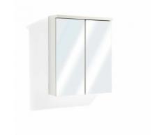 Armoire Placard avec Miroir de Salle de Bain Blanc/Blanc Ultrabrillant, LED non inclus - Meubles de salle de bain
