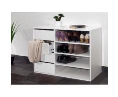 Meuble de rangement EMERIC - 4 tiroirs & 4 niches - Coloris Blanc - Meubles à chaussures