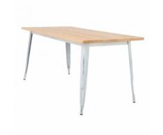 Sklum - Table LIX Vintage en Bois (120x60) Blanc Bois Naturel - Tables salle à manger